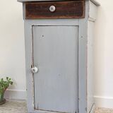 Antique Bedside Table in Weathered Grey Wood