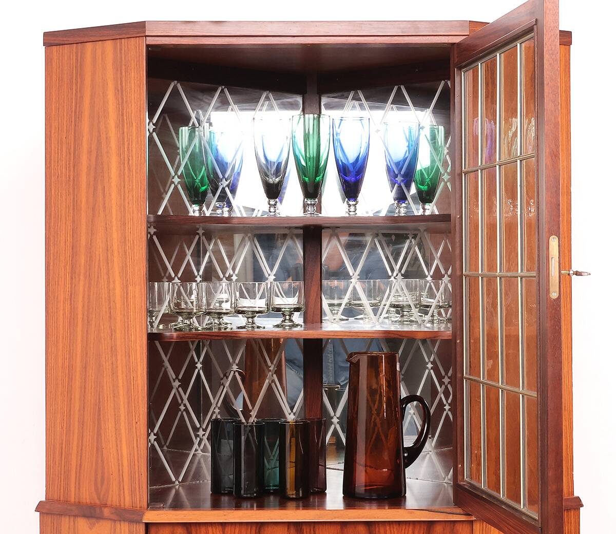 Danish rosewood corner display cabinet, 1960s