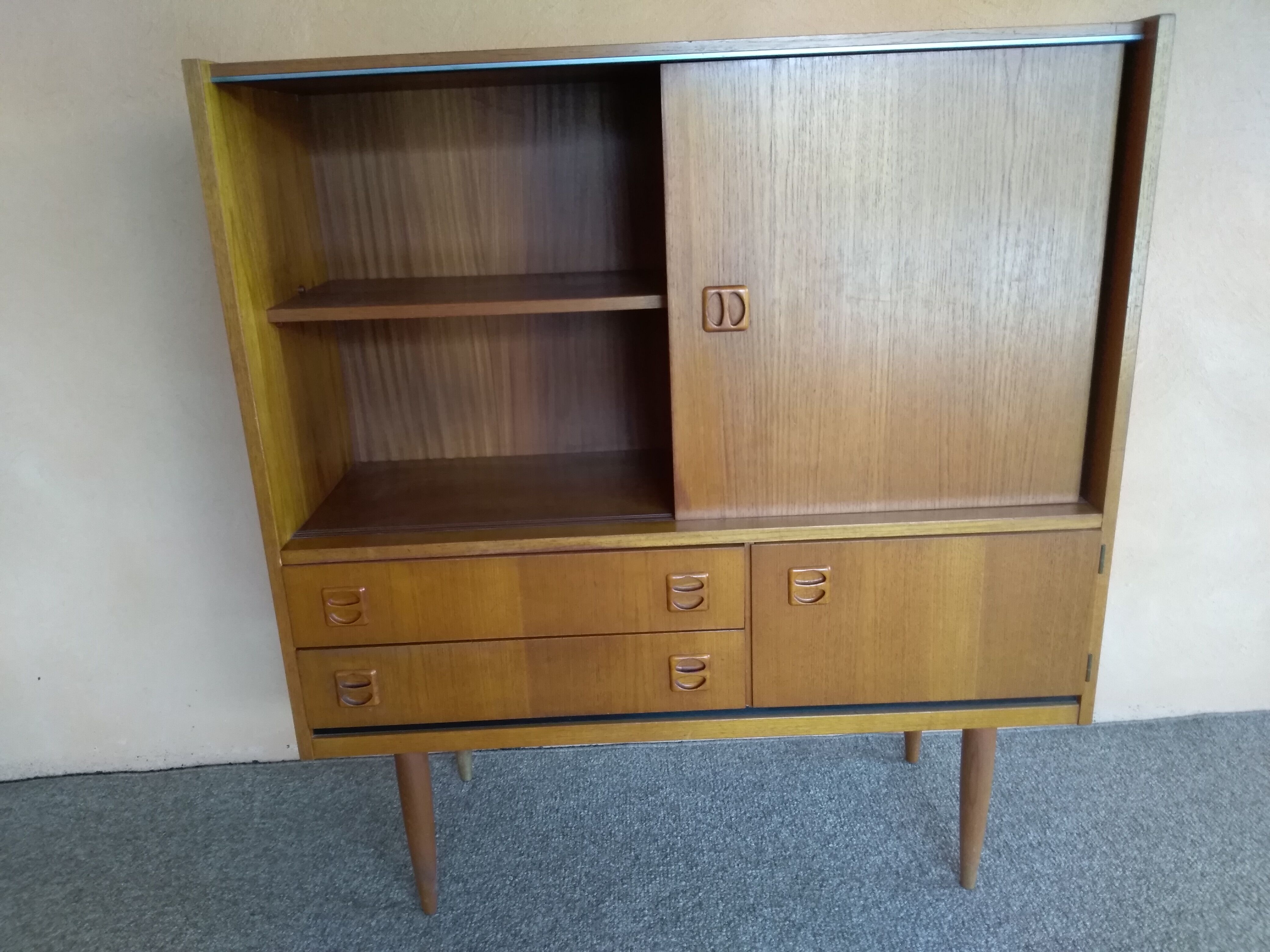 Scandinavian teak showcase storage cabinet 1960