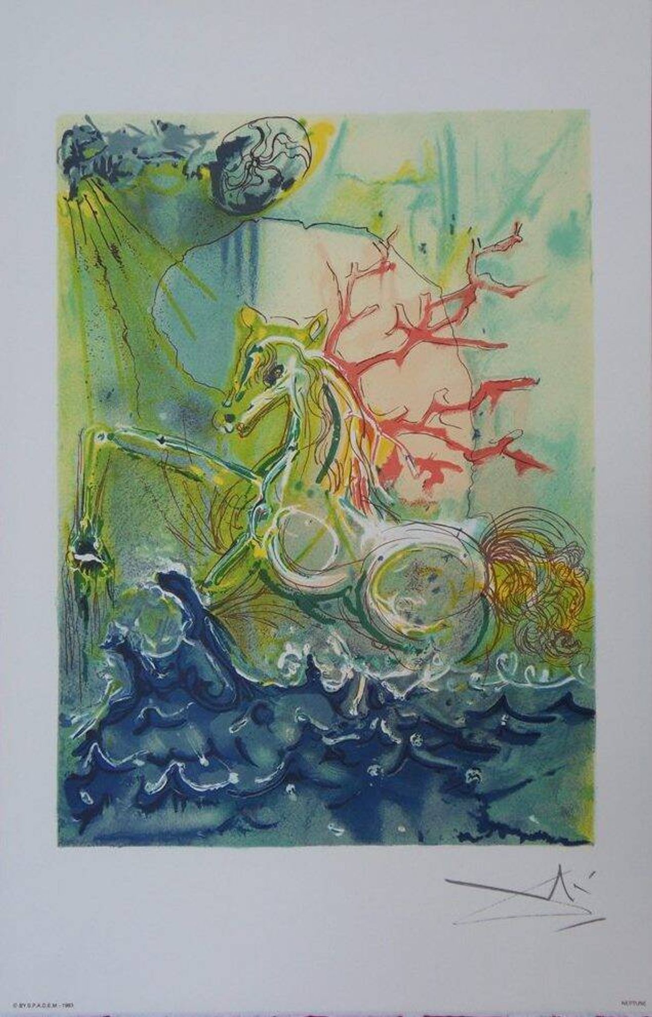Salvador Dali: Horses - Neptune, signed lithograph