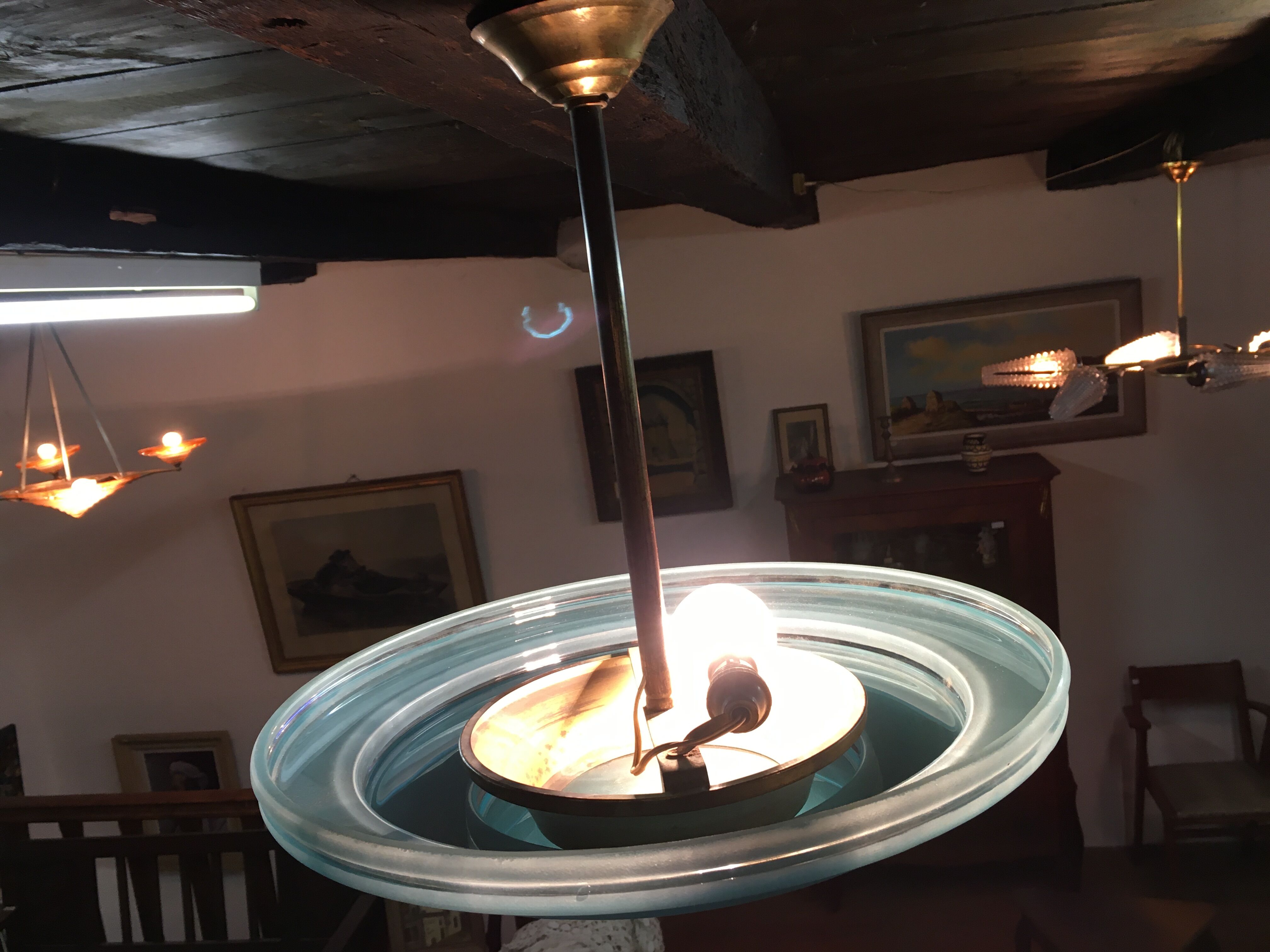 Art Deco pendant lamp in glass period 1930 1940