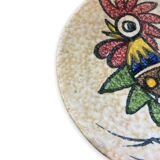 Plate polychrome rooster decoration toledo 1950s