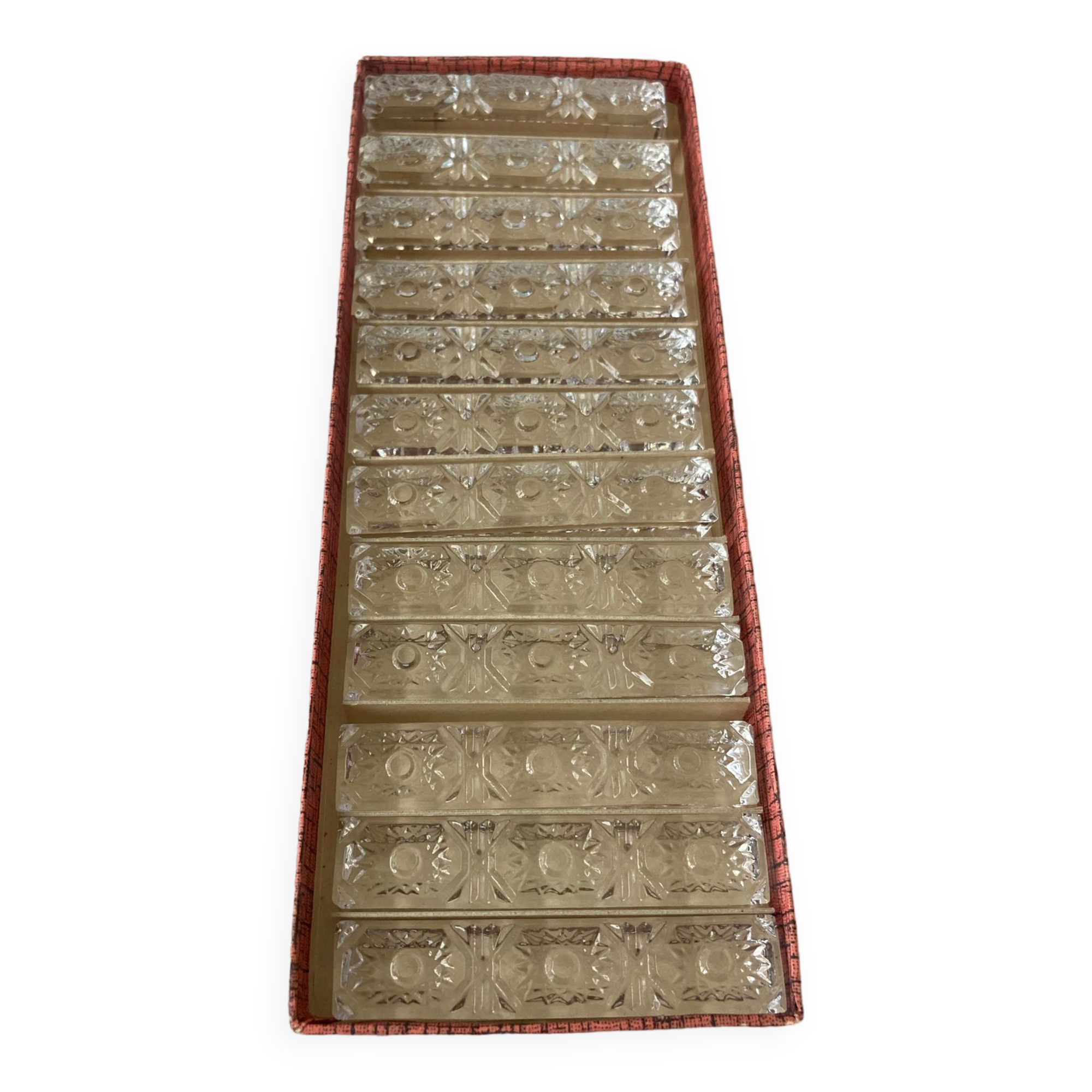 Set of 12 crystal knife holders with box