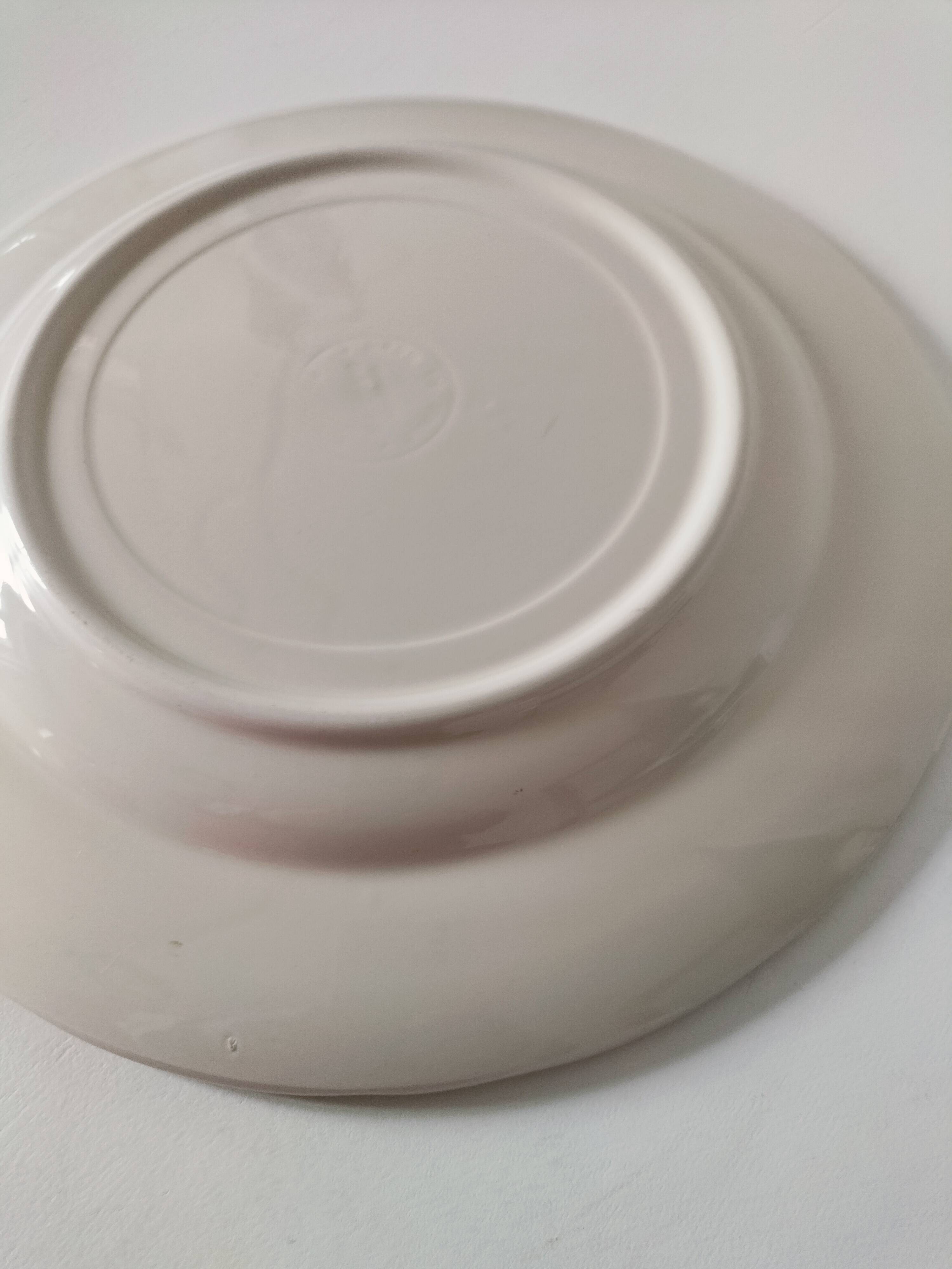 Large vintage Italian earthenware platter with cottage decoration – 1950s-1970s