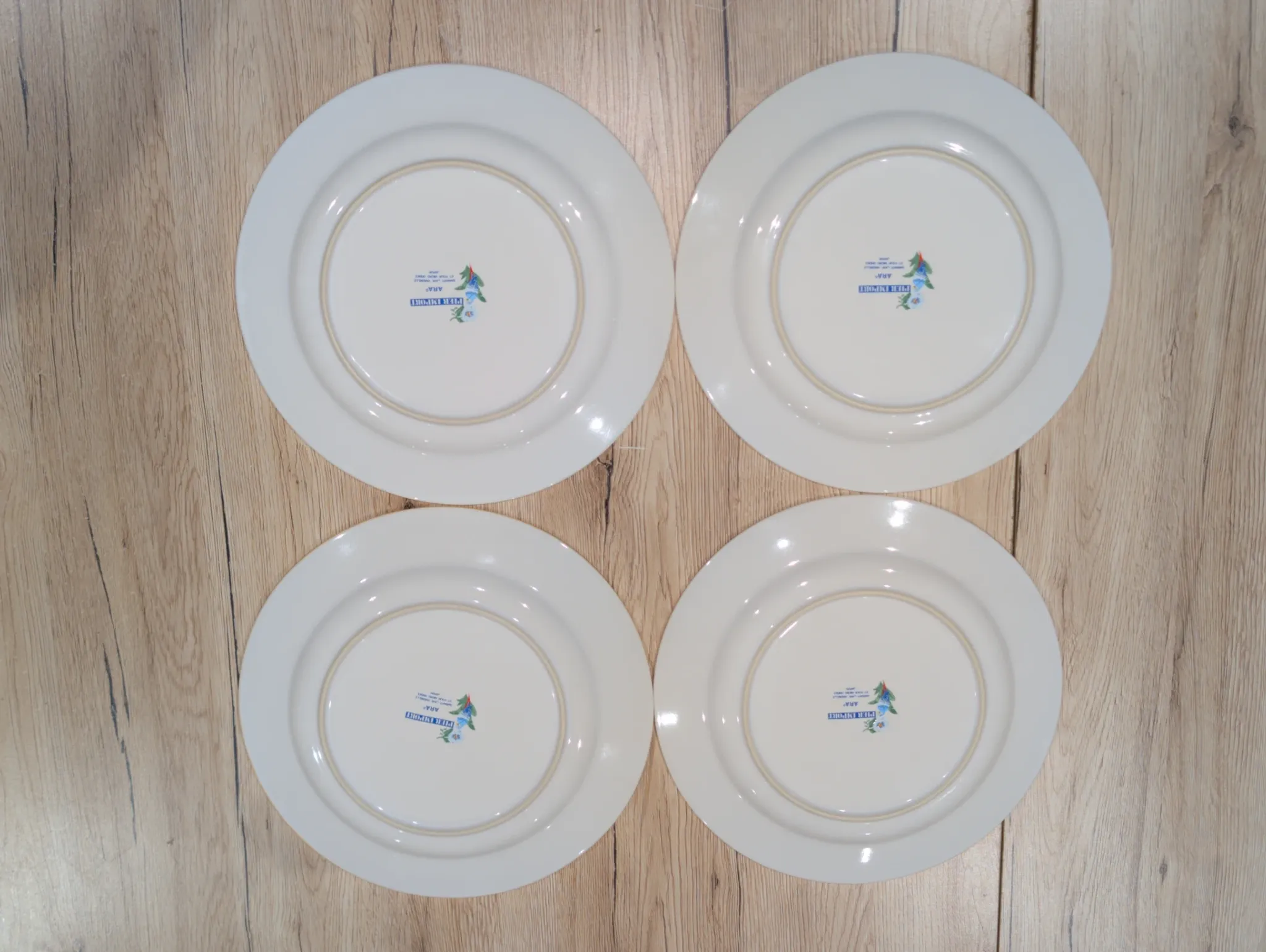 Lot of 4 Large Flat Plates Porcelain ARA Pier Import