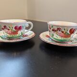 2 Saint Clément cups and saucers with rooster motif