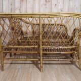 Vintage rattan corner sofa
