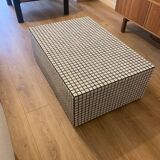 White and black mosaic tile coffee table
