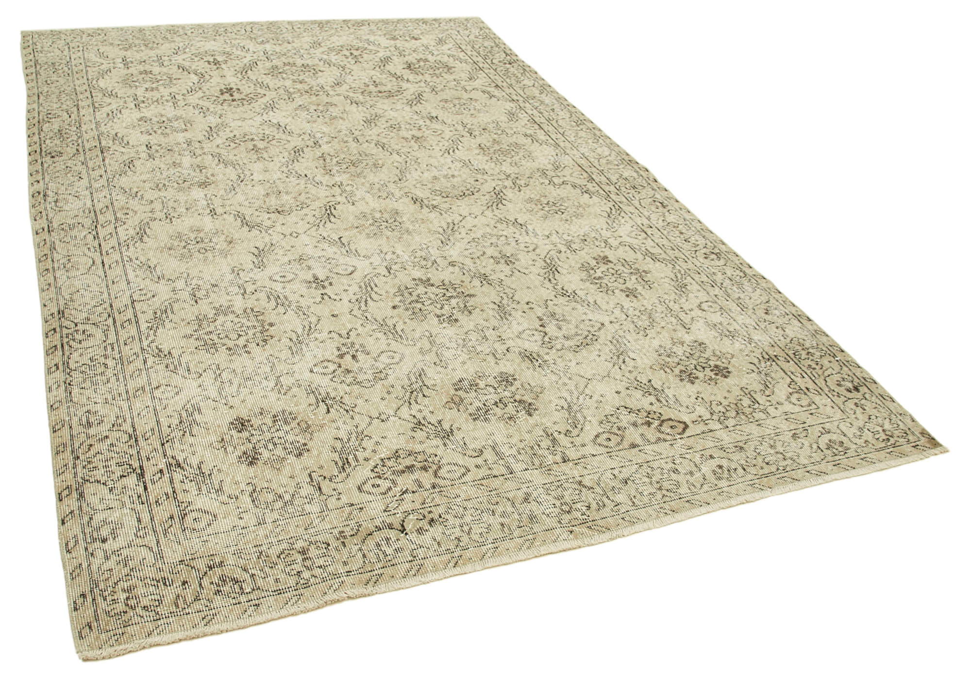 Handwoven vintage anatolian beige rug 186 cm x 290 cm - 38891