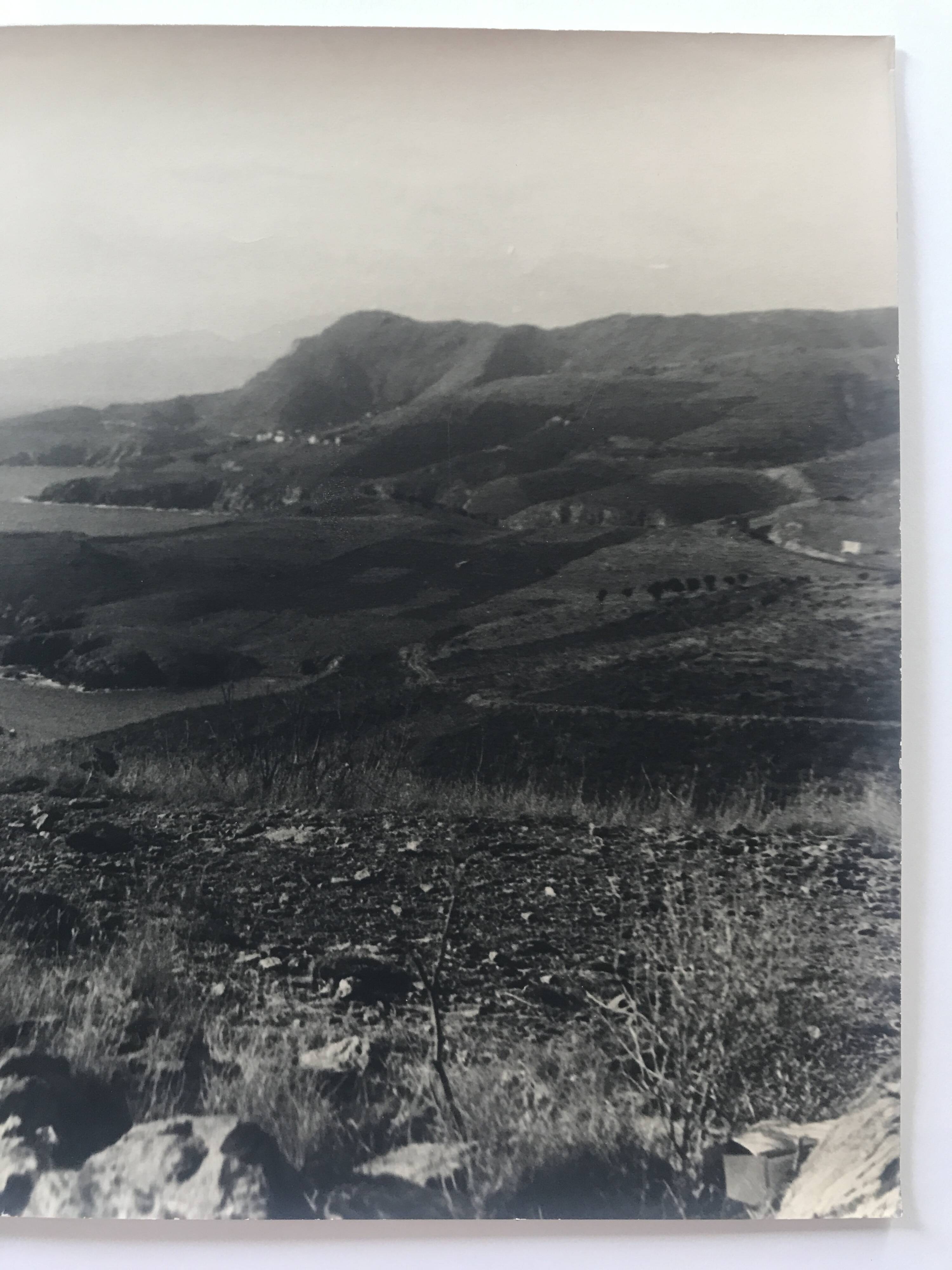 Coastal landscape at the end of summer, 1960s/70s. Black and white silver print.