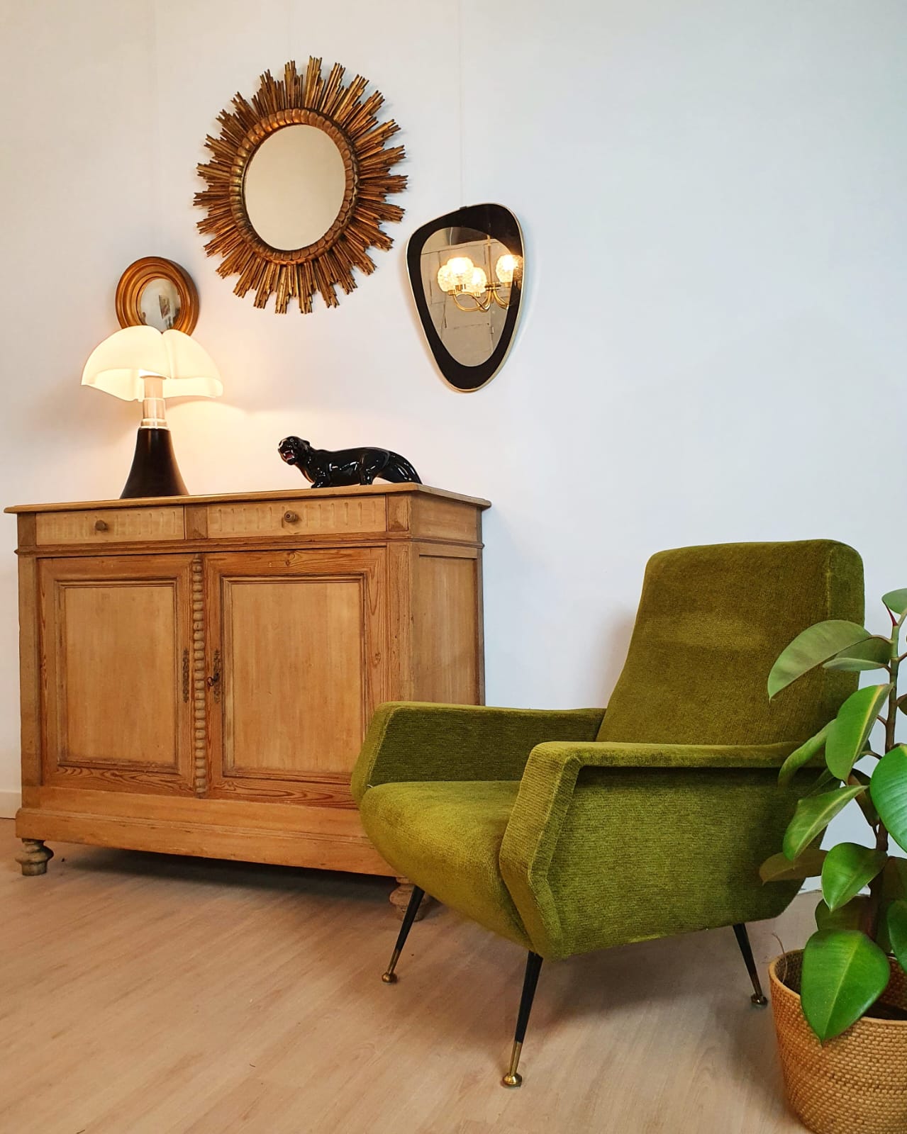 Vintage velvet armchairs 1950 by Gigi Radice Italy