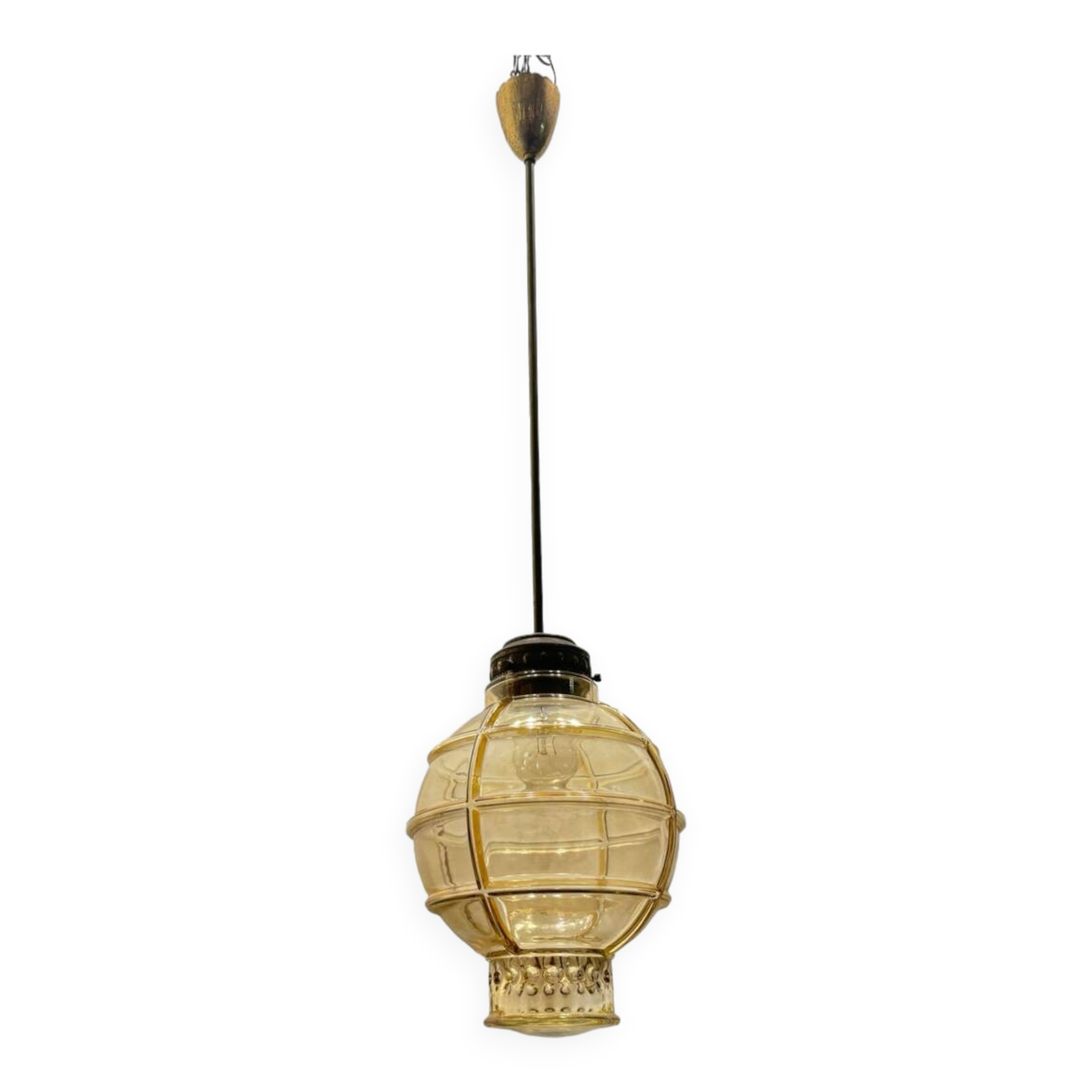 Vintage Bronze Glass Light Pendant 1960’s