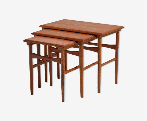 Set of three teak nesting tables