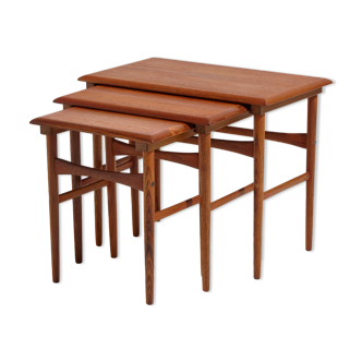 Set of three teak nesting tables