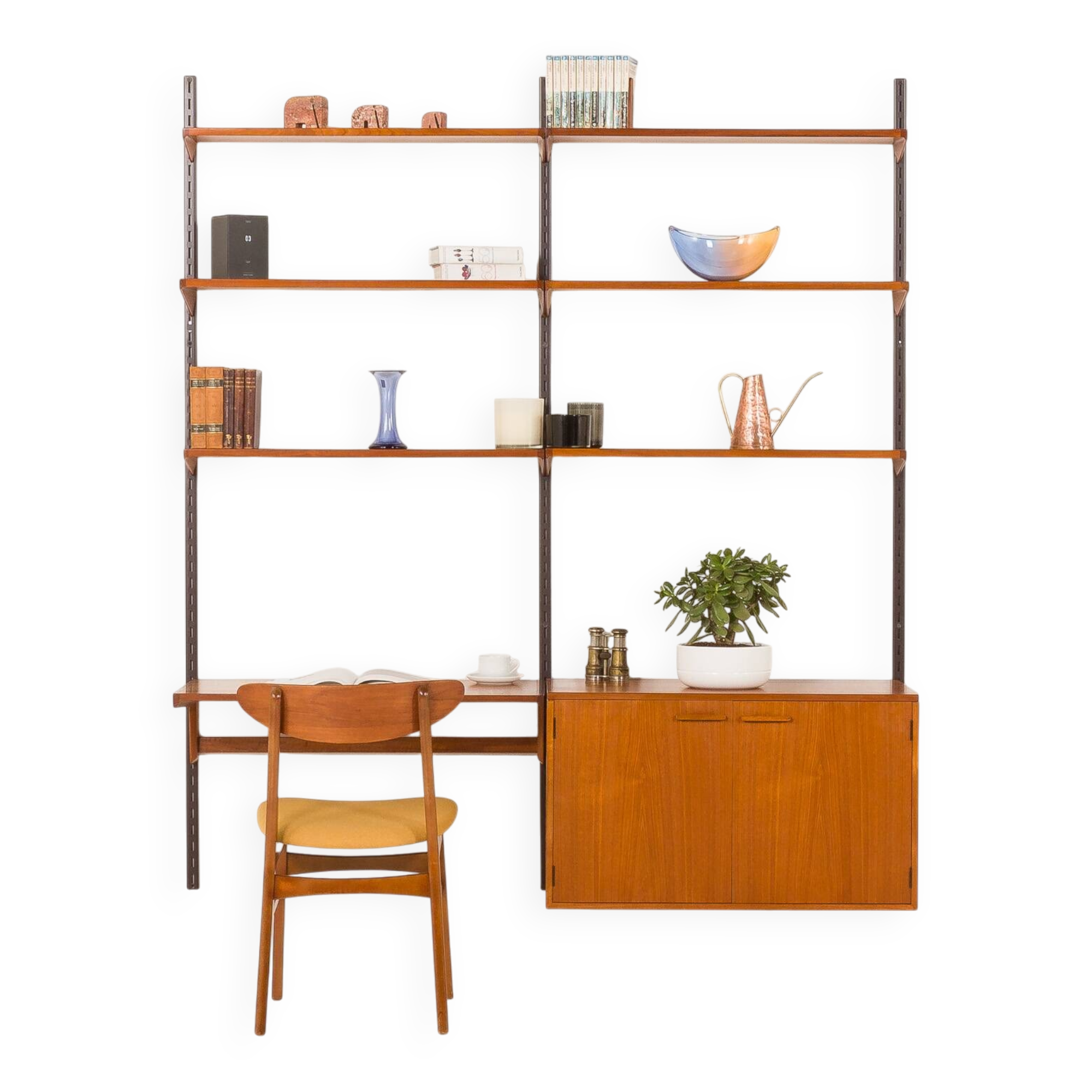 Kai Kristiansen home office shelving unit in teak for FM Mobler, 1960s