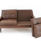 Ensemble de salon Svend Skipper 1970 en cuir marron, Danemark