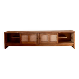 TV sideboard in raw solid oak and caning
