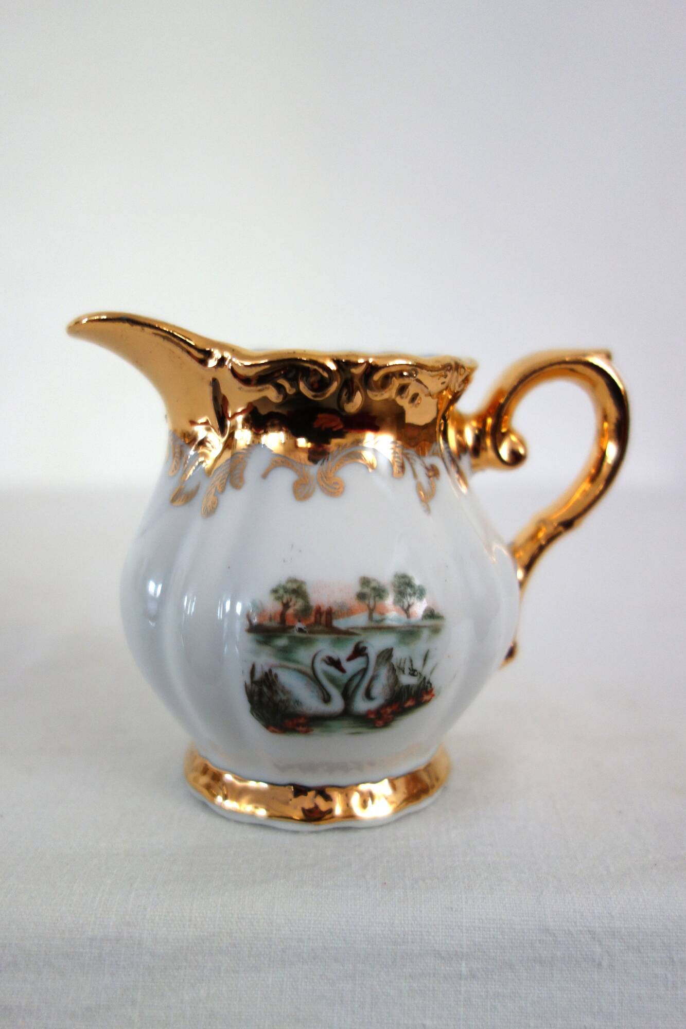 Coffee service 6 cups Swan Lake vintage Italian porcelain