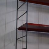 String modular designer shelf with 3 red shelves, 1960s - 1970s