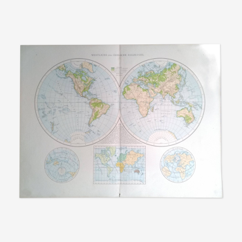 A geographical map from atlas richard andrees 1887 terrestrial globe ostliche halbkugel