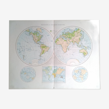 Une carte géographique issue atlas richard andrees  1887  globe terrestre    ostliche halbkugel