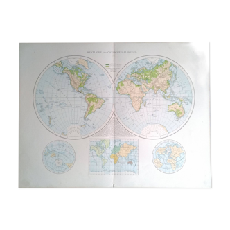 Une carte géographique issue atlas richard andrees  1887  globe terrestre    ostliche halbkugel