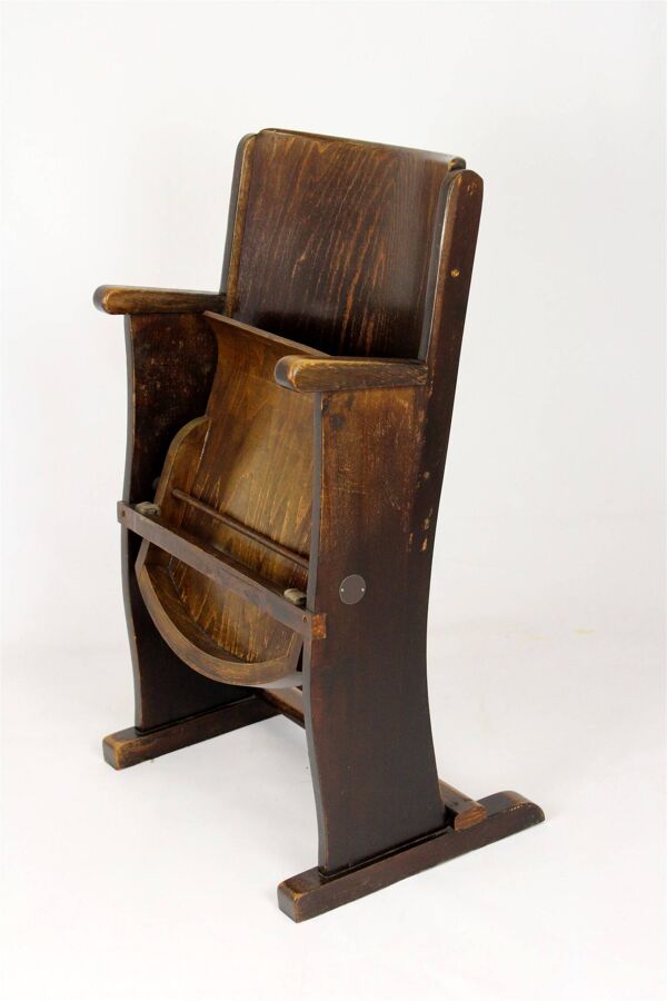 Chaise de cinéma, théâtre TON (Thonet) en bois, années 1940