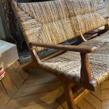 Olivier de Schrijver bench in teak and wild straw