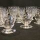 10 old port wine glasses in engraved art deco chiseled crystal