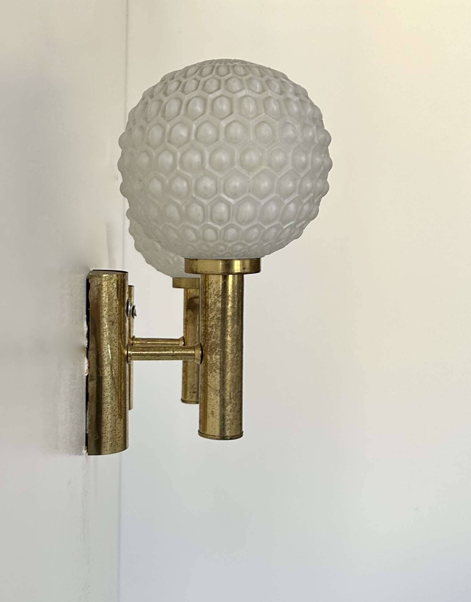 Vintage wall lamp, brass and opaline, Germany 1960