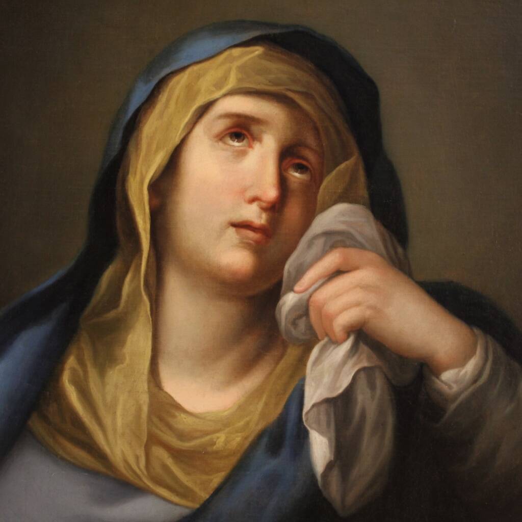 Antique painting of the Virgin of Sorrows from the 18th century