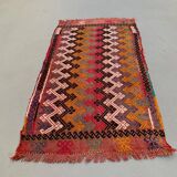 Vintage Turkish Mini Kilim 91x47 cm Wool Small Kelim Runner, shabby Chic