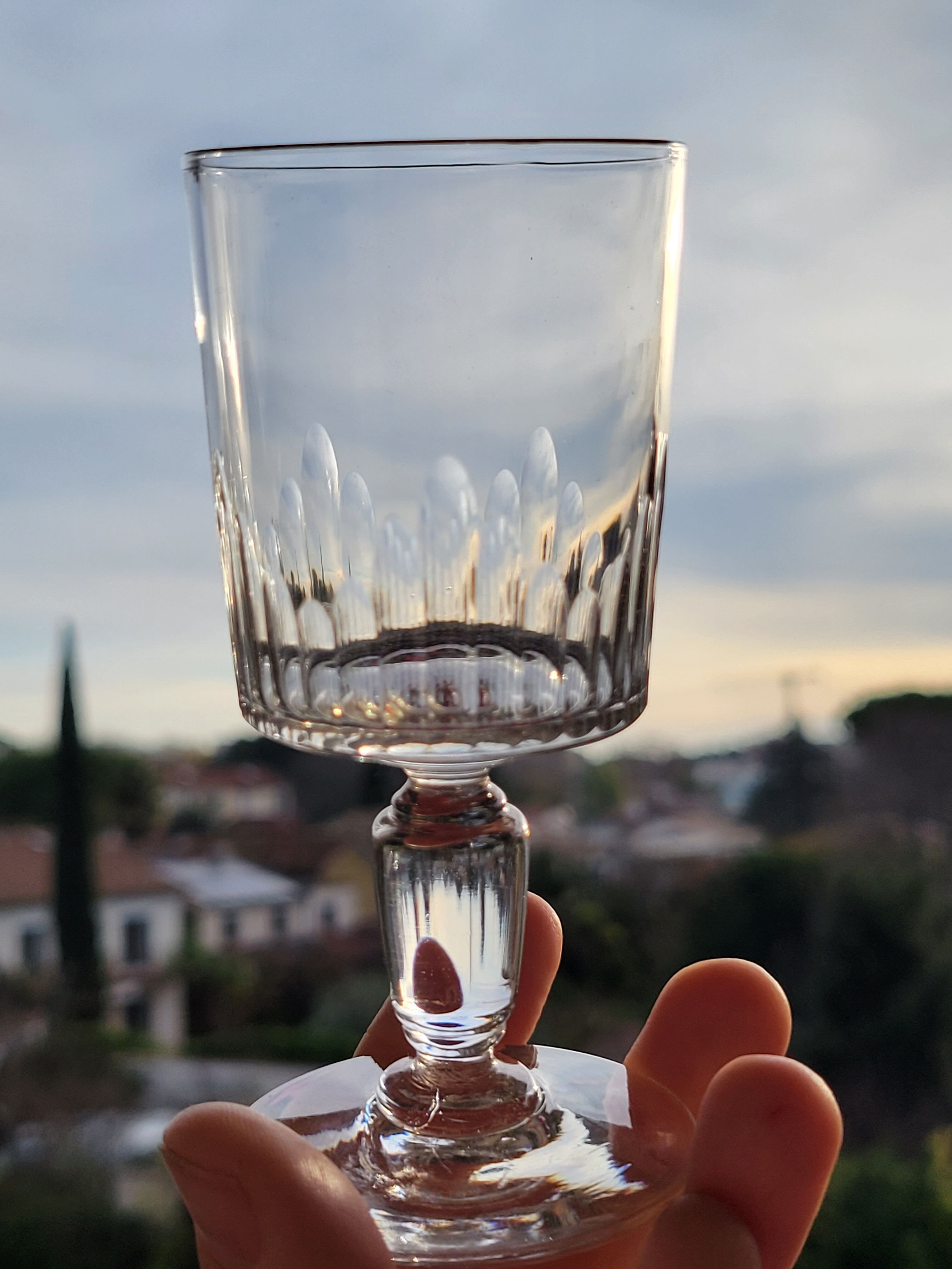 9 old crystal glasses cut Baccarat / Val St Lambert model Jeux d'Orgues