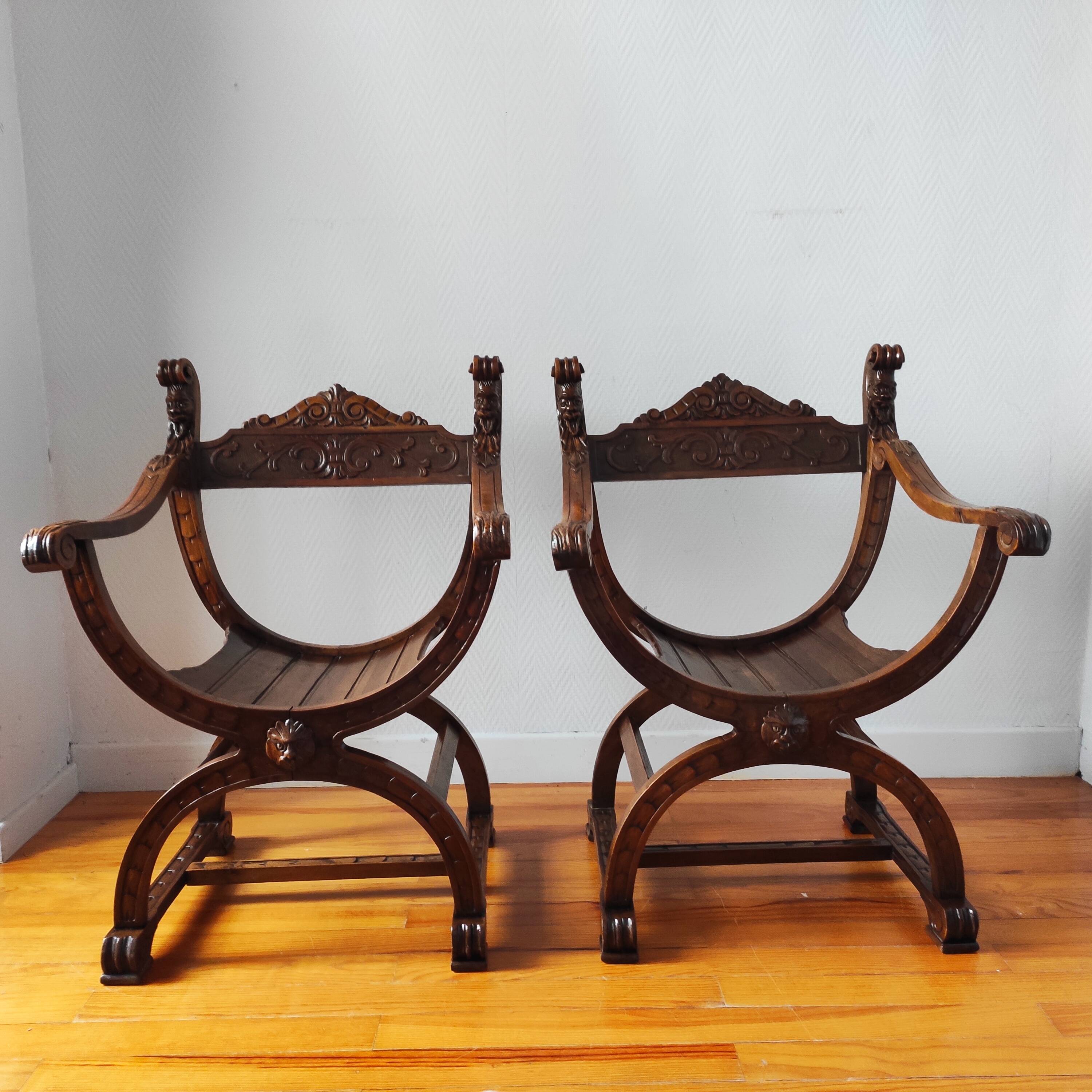 Pair of Dagobert walnut armchairs from the late 19th century