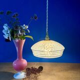 Vintage pink and gold clichy glass lampshade pendant light
