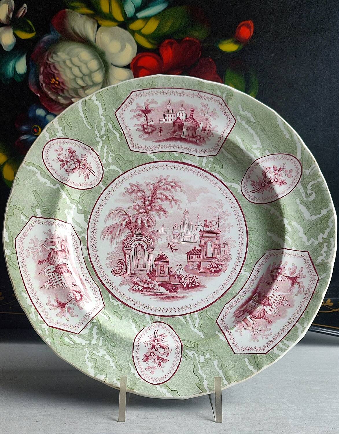 Set of 4 antique plates - Creil & Montereau - Opaque porcelain -