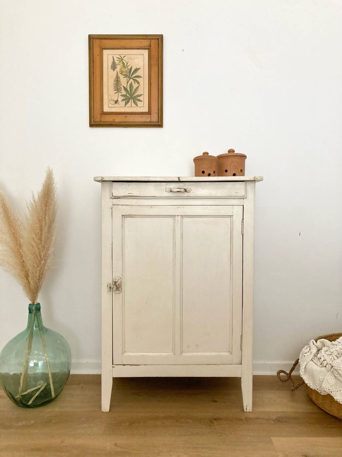 Antique patinated jam cupboard