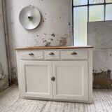 Meuble de métier enfilade patine blanche