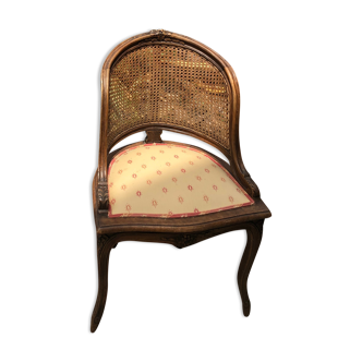 Fauteuil ancien en bois et cannage