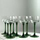 8 stemmed glasses with green stems, Alsatian wine glasses.