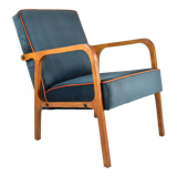 Original vintage armchair, restored, ocean blue velvet, 1960s