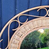 70s oval rattan mirror