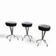 3 x stool / black top / chrome frame / 1970s  / Height 53 Depth 40 cm