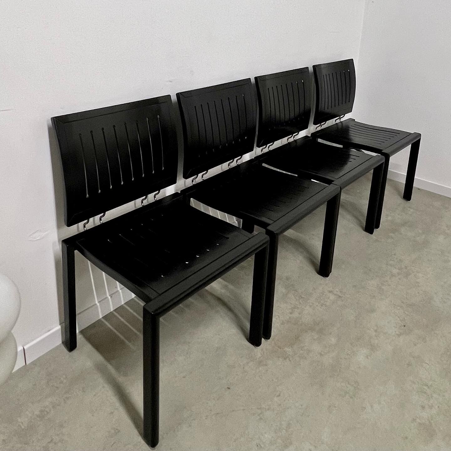 Lot 4 old vintage design chairs Dieticker Bruno Rey black wood year 70
