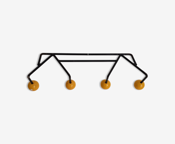 Porte-manteaux métal et boules en bois vintage années 50/60, vestiaire, patère