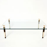 Mahogany coffee table bronze glass signed Garouste & Bonetti 1995