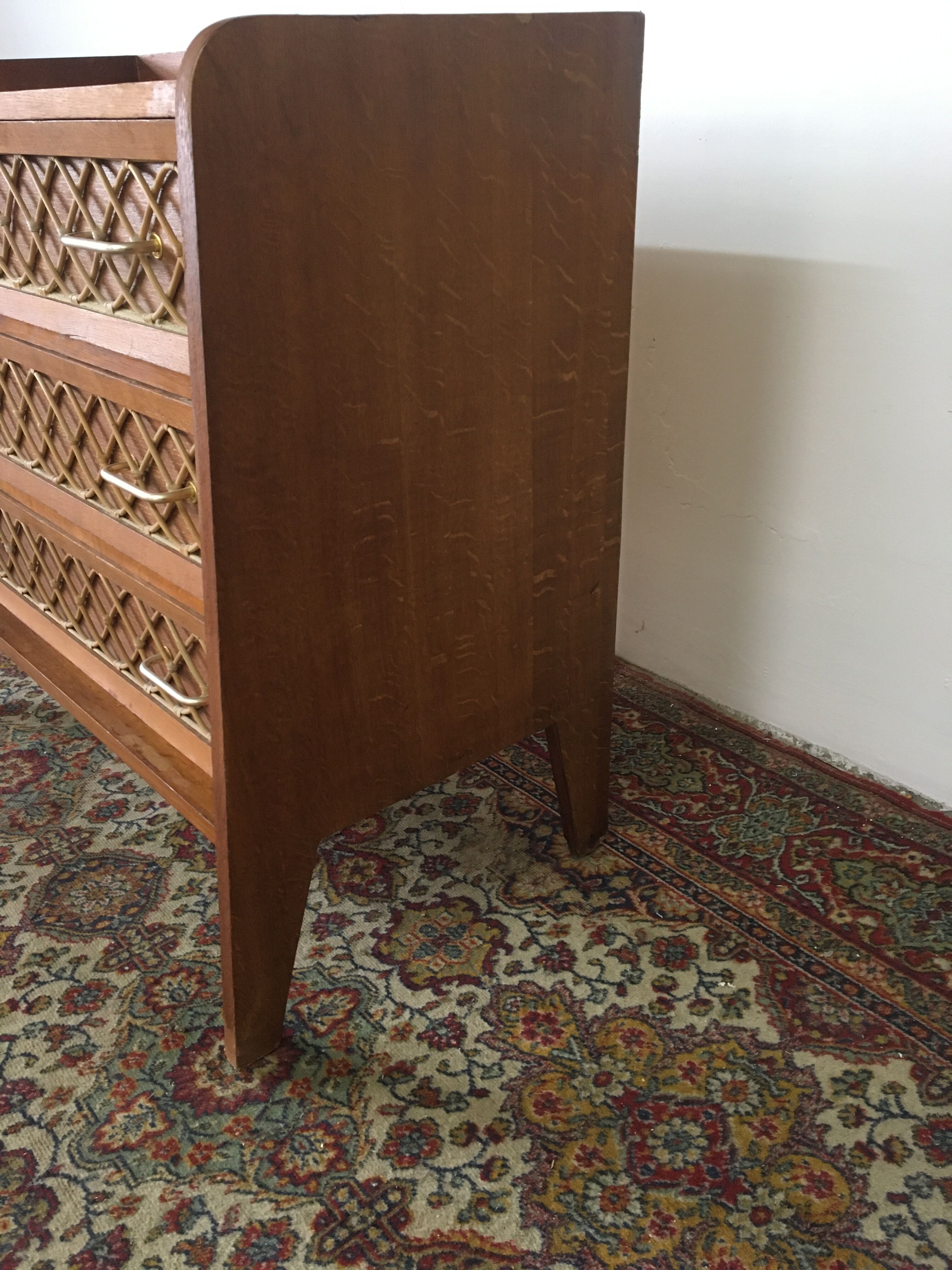 Commode en rotin années 50