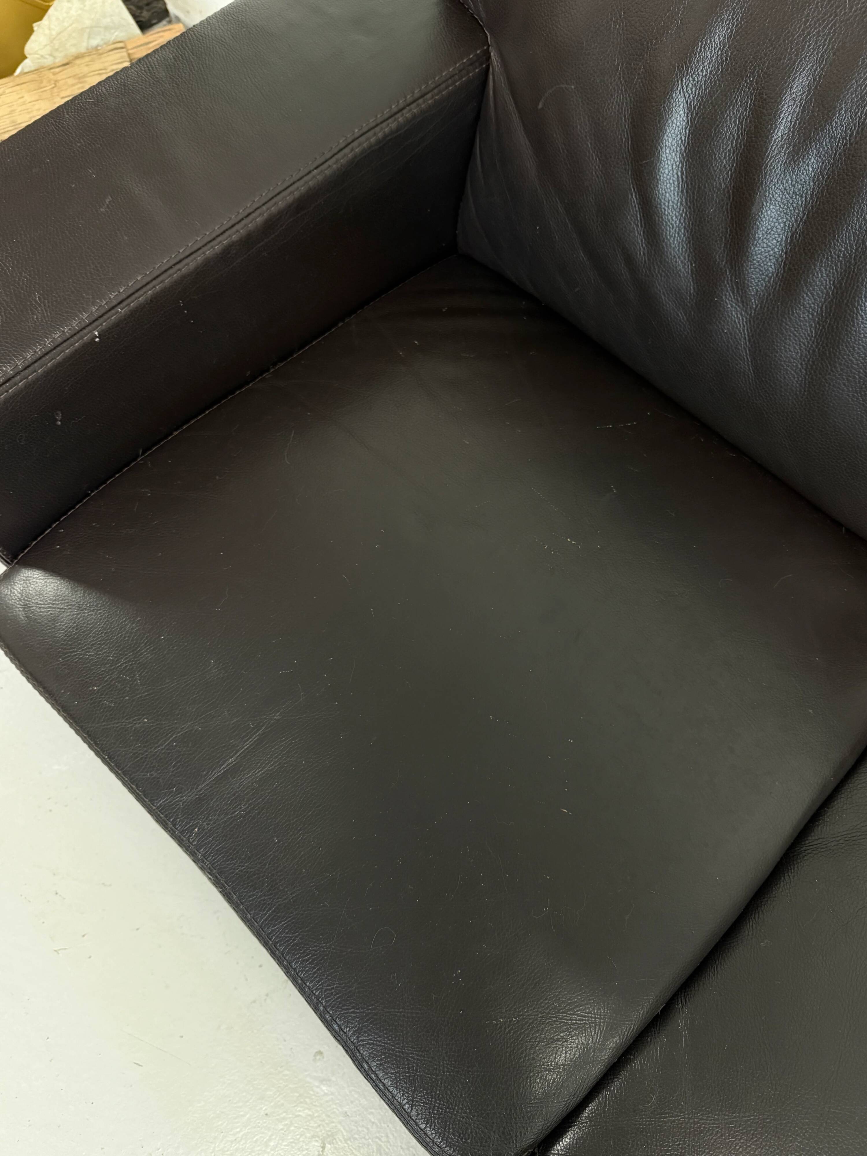 Vintage 3-seater brown leather sofa, 210 cm