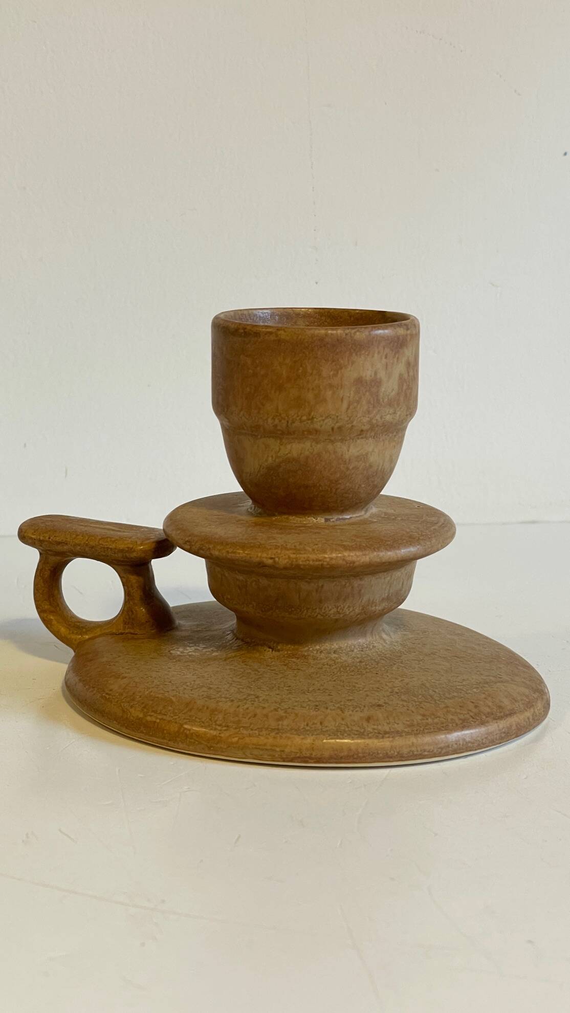 Geometric Hand CANDLE HOLDER Stoneware VINTAGE France