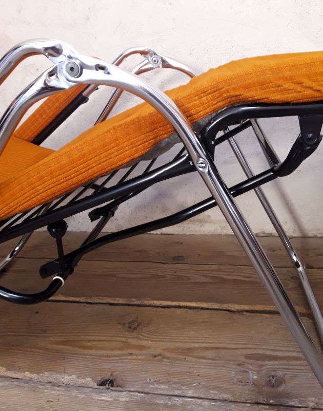 Deckchair Lama chrome vintage fabric